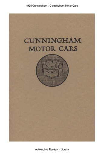 1925 Cunningham Motor Cars (21pgs)