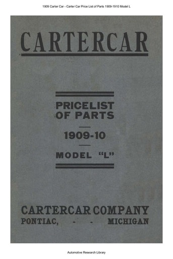 1909 Carter Car   Price List of Parts Model L (22pgs)
