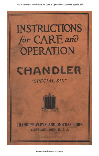 1927 Chandler   Inst  for Care & Operation Special Six (59pgs)