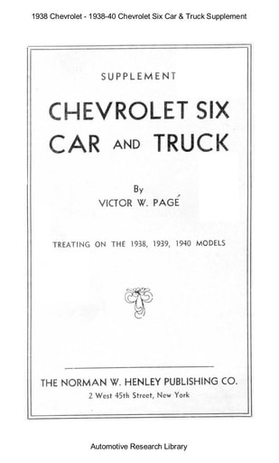 1938 Chevrolet   1938 40 Six Car & Truck Supplement (123pgs)