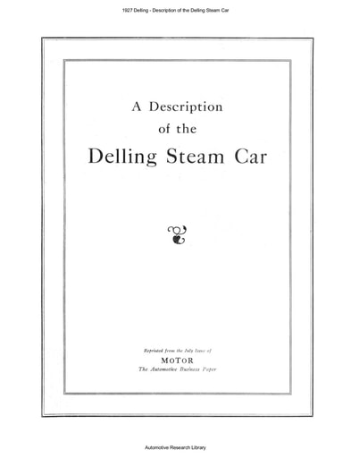 1927 Delling   Description of the Steam Car (6pgs)