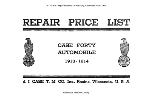 1913 Case   Repair Price List   Model Forty (68pgs)