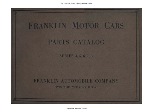 1921 Franklin   Parts Catalog Series 4,5,6,7,8 (55pgs)