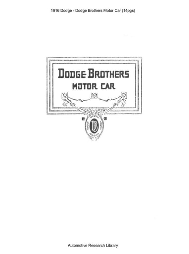 1916 Dodge   Dodge Brothers Motor Car (14pgs)