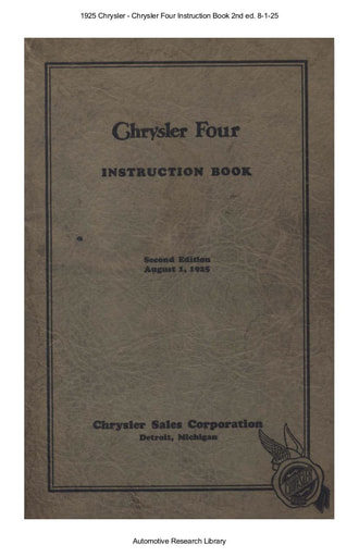 1925 Chrysler   Four Instruction Book 2nd ed  8 1 25 (63pgs)