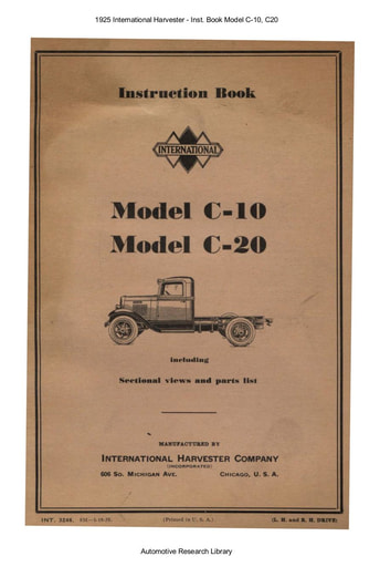 1925 International Harvester   Inst  Book Model C 10, C20 (51pgs)