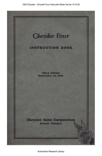 1925 Chrysler   Four Instruction Book 3rd ed  9 15 25 (63pgs)