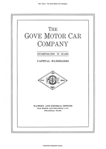 1921 Gove Motor Car Co (8pgs)
