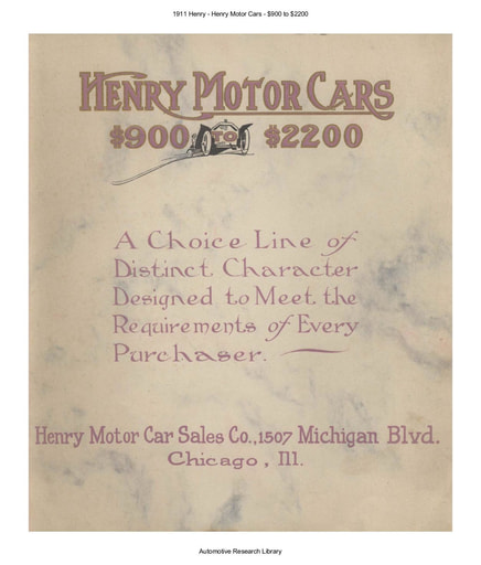 1911 Henry Motor Cars   $900 to $2200 (12pgs)