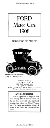1908 Ford   Models N, S, & K (24pgs)