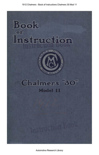 1912 Chalmers   Book of Instructions 30 Mod 11 (57pgs)