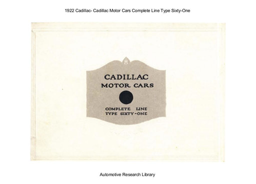 1922 Cadillac   Complete Line Type Sixty One (17pgs)