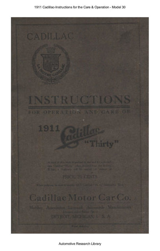 1911 Cadillac   Inst  Model 30 (65pgs)