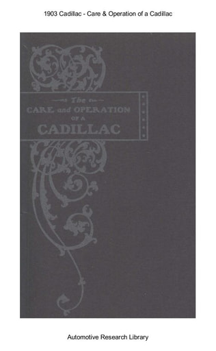 1903 Cadillac Care & Operation (15pgs)