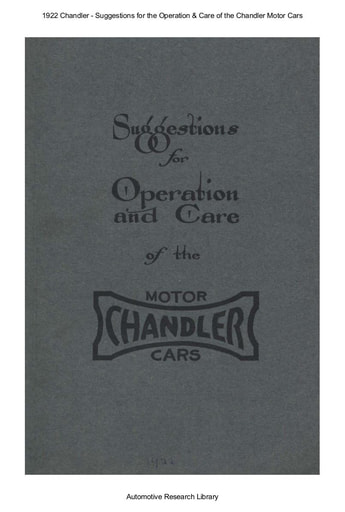 1922 Chandler   Suggestions for Operation & Care (66pgs)
