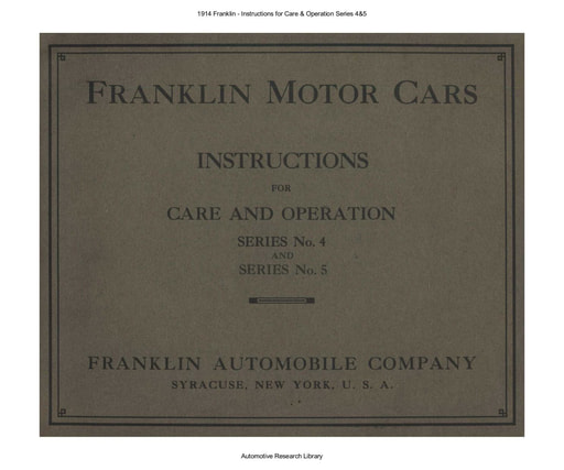 1914 Franklin   Instructions for Care & Operation Series 4&5 (35pgs)