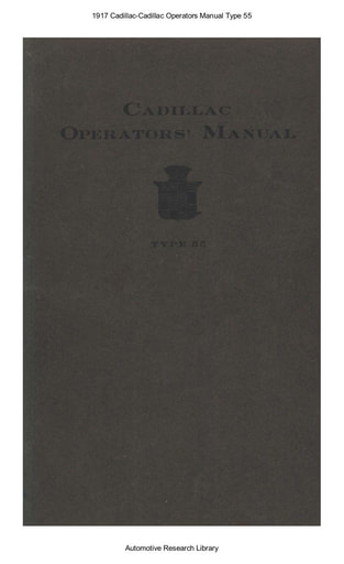 1917 Cadillac   Operators Manual Type 55 (101pgs)