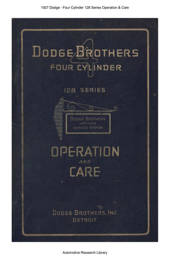 1927 Dodge   4 Cyl  128 Series Operation & Care (71pgs)