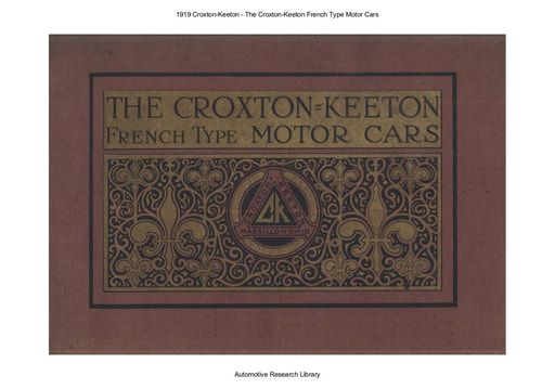 1919 Croxton Keeton French Type Motor Cars (32pgs)