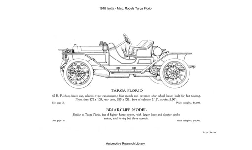 1910 Isotta   Misc  Models Targa Florio (27pgs)