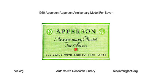 1920 Apperson   Anniversary Model For Seven (4pgs)