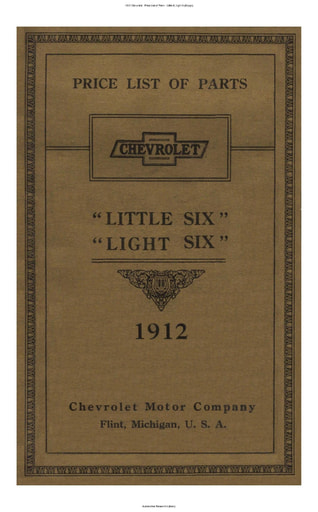 1912 Chevrolet   Price List of Parts   Little 6, Light 6 (84pgs)