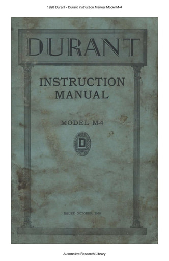 1928 Durant   Inst  Manual Model M 4 (69pgs)