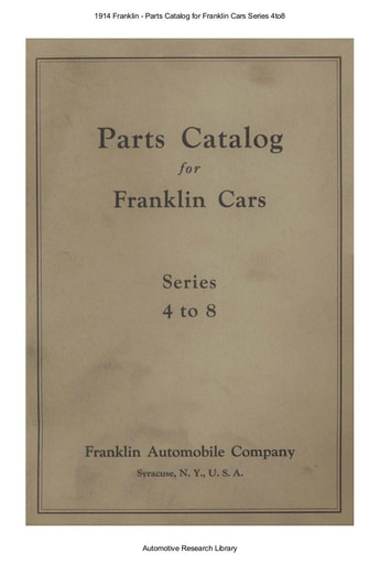 1914 Franklin   Parts Catalog for Franklin Cars Series 4to8 (72pgs)