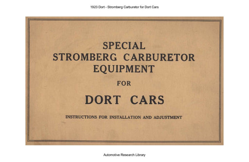 1923 Dort   Stromberg Carburetor (9pgs)