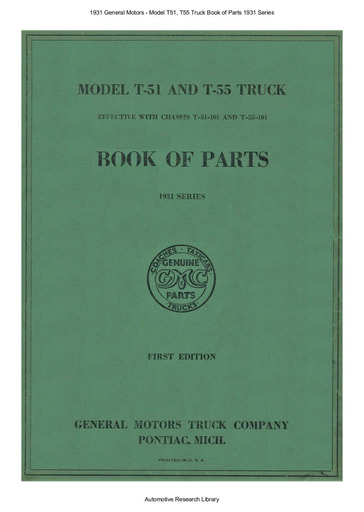 1931 General Motors   Model T51, T55 Truck Book of Parts 1931 Series (37pgs)