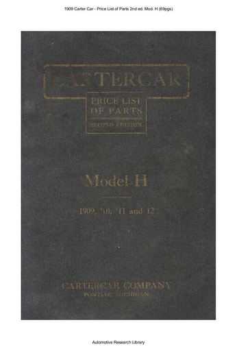 1909 Carter Car   Price List of Parts 2nd ed  Mod  H (69pgs)