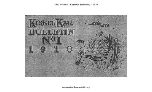 1910 Kisselkar   Bulletin No  1 (18pgs)