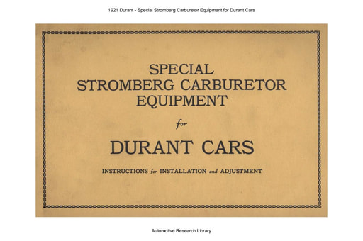 1921 Durant   Special Stromberg Carburetor (9pgs)