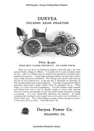 1905 Duryea   Folding Rear Phaeton (6pgs)