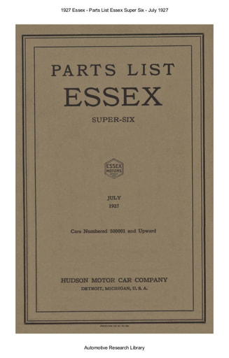1927 Essex   Parts List Super Six   Jul  (42pgs)