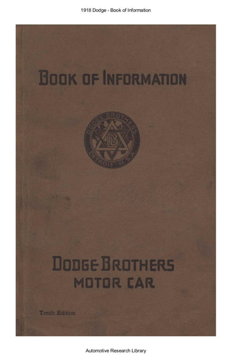 1918 Dodge   Book of Information (64pgs)