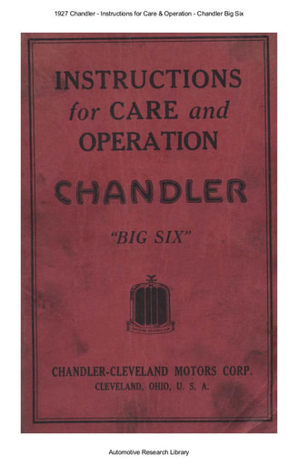 1927 Chandler   Inst  for Care & Operation Big Six (56pgs)