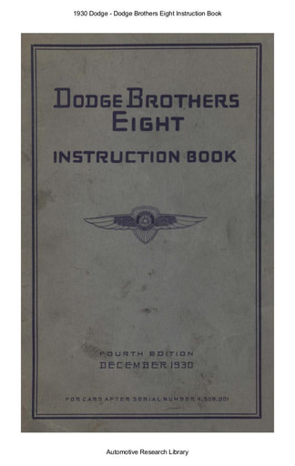 1930 Dodge   8 Instruction Book (81pgs)