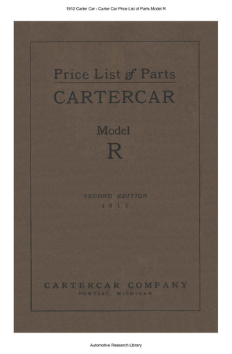 1912 Carter Car   Price List of Parts Model R (63pgs)