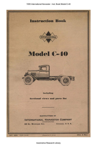 1935 International Harvester   Inst  Book Model C 40 (54pgs)