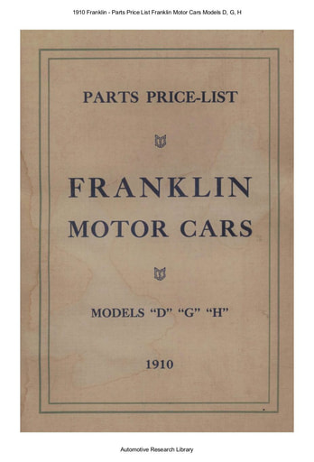 1910 Franklin   Parts Price List Models D, G, H (48pgs)