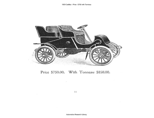 1909 Cadillac   Price   $750 with Tonneau (2pgs)