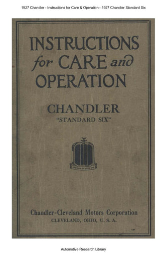 1927 Chandler   Inst  for Care & Operation Standard Six (55pgs)