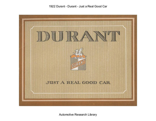 1922 Durant   Just a Real Good Car (16pgs)