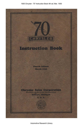 1930 Chrysler   70' Instruction Book 4th ed  Mar  (85pgs)