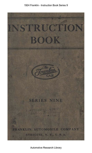 1924 Franklin   Instruction Book Series 9 (132pgs)