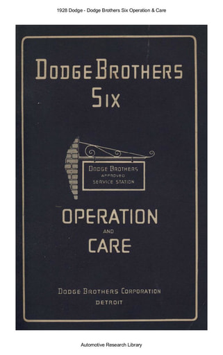 1928 Dodge   Six Operation & Care (72pgs)