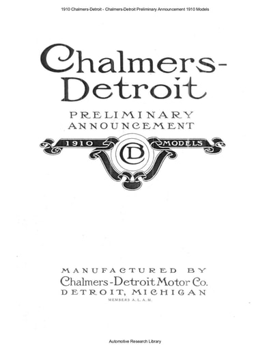 1910 Chalmers Detroit   Preliminary Announcement (12pgs)