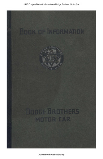 1915 Dodge   Book of Information (62pgs)