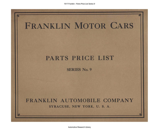 1917 Franklin   Parts Price List Series 9 (48pgs)